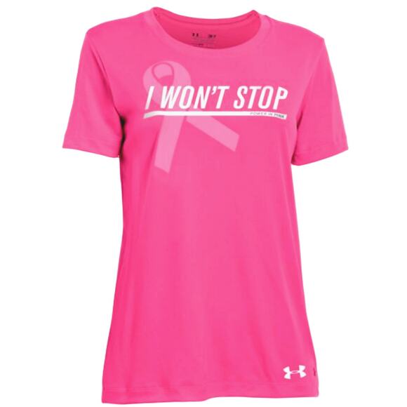 Under Armour UA PIP Pink Ribbon Breast Cancer I Won't Stop Shirt Womens XS - Picture 1 of 4